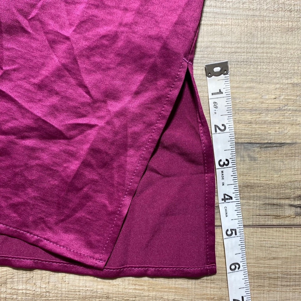 Candie's Juniors Lace Trim Midi Slip Satin Dress Size XS Berry And Black - Picture 4 of 13